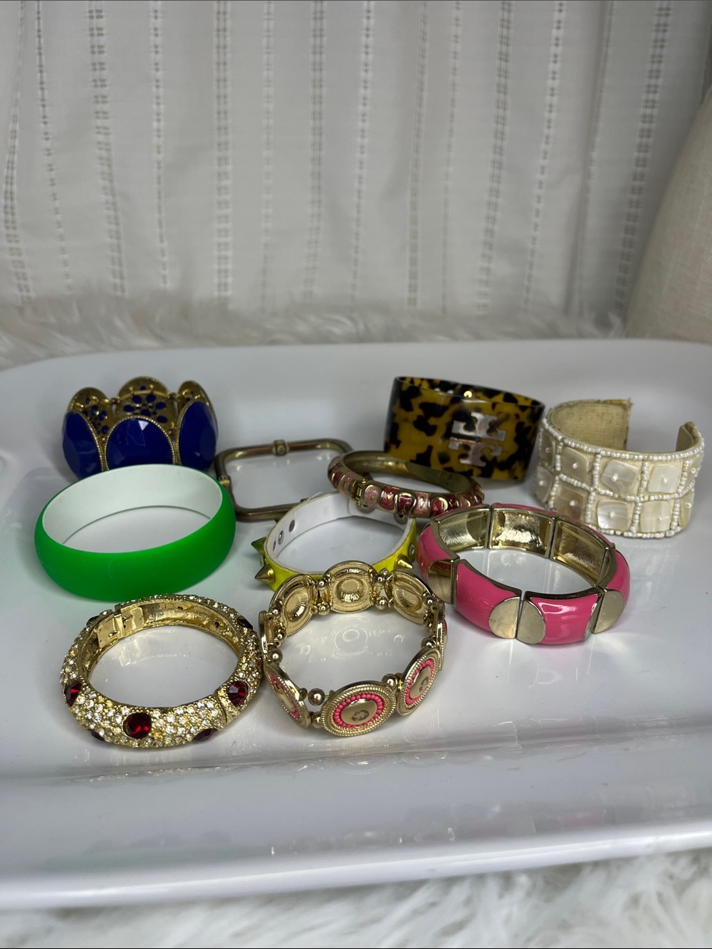 Bundle of 10 Assorted Women’s Fashion Bracelet - Pink, Green, Blue, Gold, White